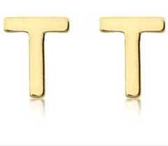 9K YG MINI INITIAL 'T' STUD E/R
