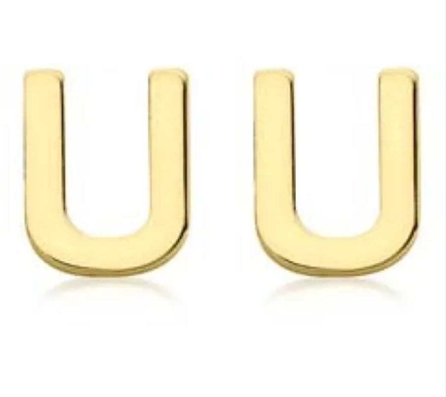 9K YG MINI INITIAL 'U' STUD E/R