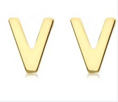 9K YG MINI INITIAL 'V' STUD E/R