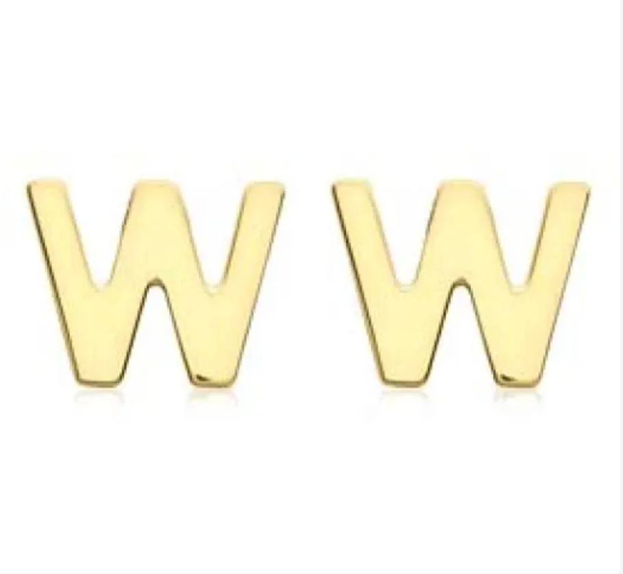 9K YG MINI INITIAL 'W' STUD E/R