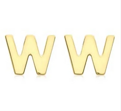 9K YG MINI INITIAL 'W' STUD E/R