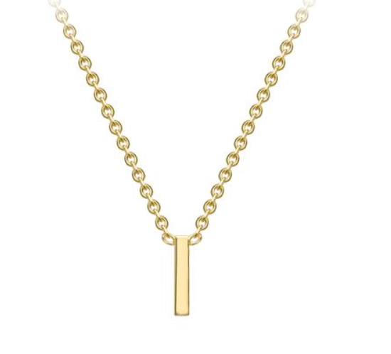 9ct Yellow Gold Necklace with Initial I 38+5cm