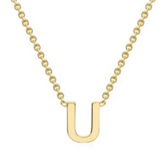 9ct Yellow Gold Necklace with Initial U 38+5cm