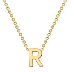 9ct Yellow Gold Necklace with Initial R 38+5cm