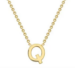 9ct Yellow Gold Necklace with Initial Q 38+5cm
