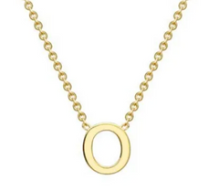 9ct Yellow Gold Necklace with Initial O 38+5cm