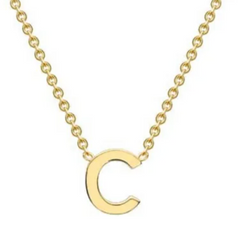9ct Yellow Gold Necklace with Initial C 38+5cm