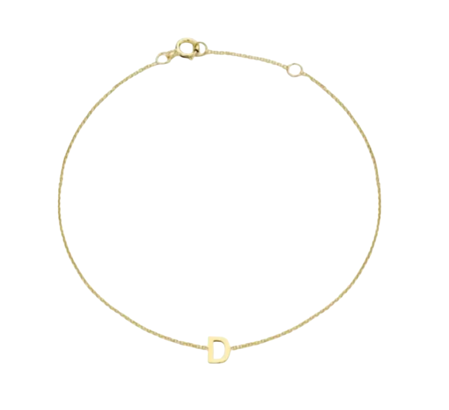 9ct YG MINI INITIAL 'D' B/L 15.5-19cm