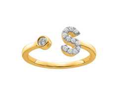 9K YG 0.17ct F VS LGD INITIAL "S" RING