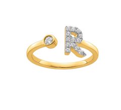 9K YG 0.19ct F VS LGD INITIAL "R" RING