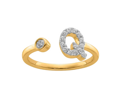 9K YG 0.20ct F VS LGD INITIAL "Q" RING