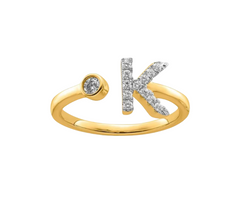 9K YG 0.18ct F VS LGD INITIAL "K" RING