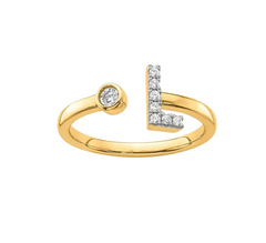 9K YG 0.13ct F VS LGD INITIAL "L" RING