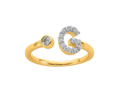 9K YG 0.19ct F VS LGD INITIAL "G" RING