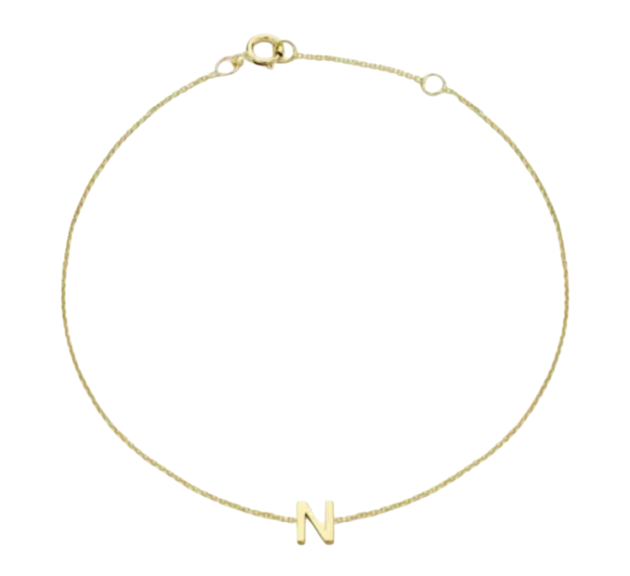 9ct YG MINI INITIAL 'N' B/L 15.5-19cm