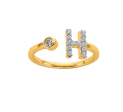9K YG 0.18ct F VS LGD INITIAL "H" RING