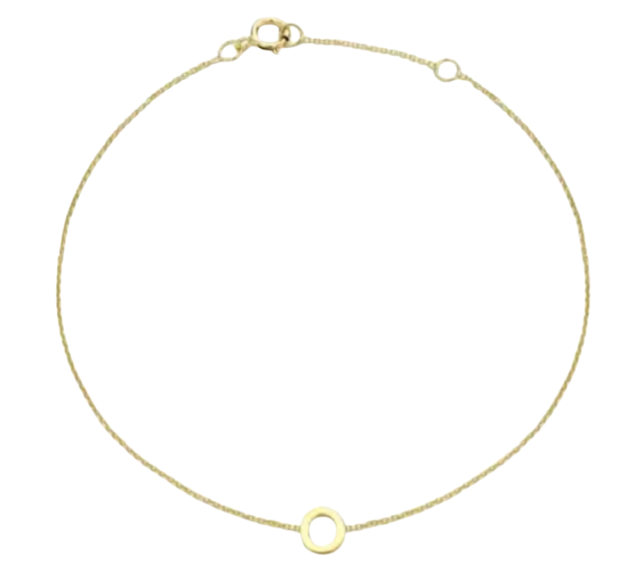 9ct YG MINI INITIAL 'O' B/L 15.5-19cm