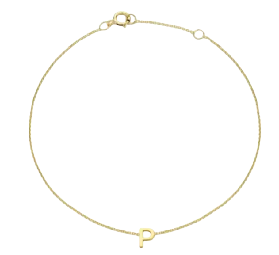 9ct YG MINI INITIAL 'P' B/L 15.5-19cm
