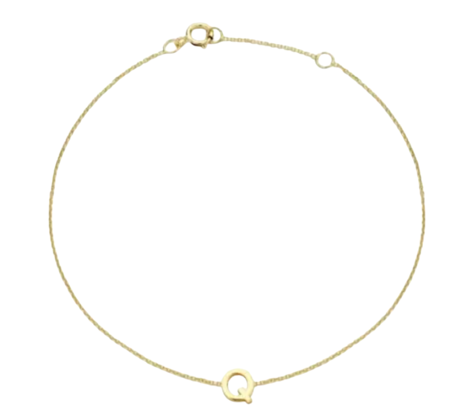 9ct YG MINI INITIAL 'Q' B/L 15.5-19cm