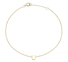 9ct YG MINI INITIAL 'U' B/L 15.5-19cm