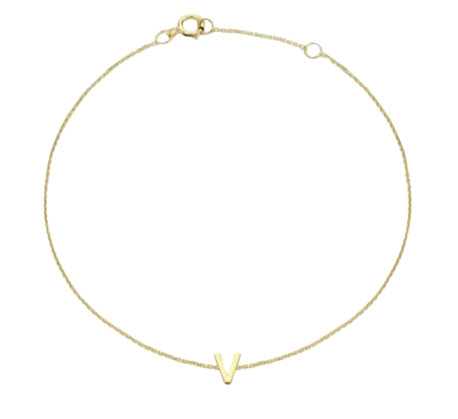 9ct YG MINI INITIAL 'V' B/L 15.5-19cm