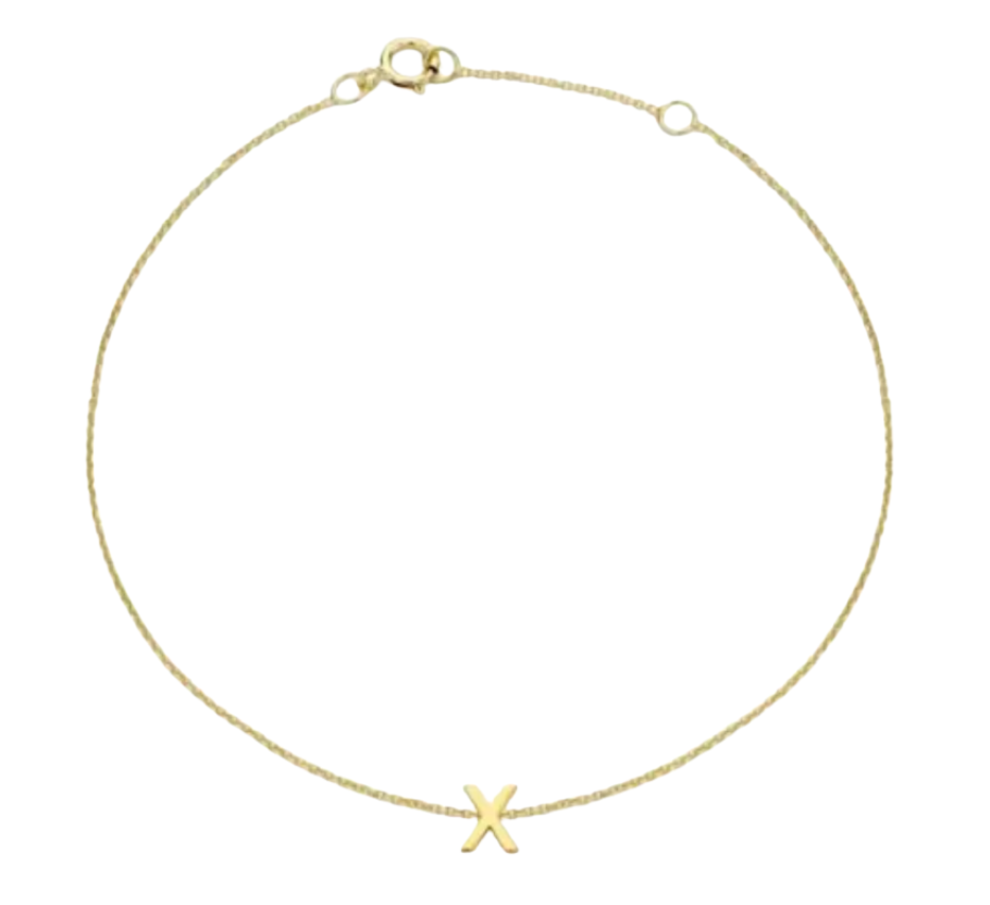9ct YG MINI INITIAL 'X' B/L 15.5-19cm