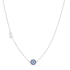 C Z Evil Eye & Initial Necklace – 45 cm