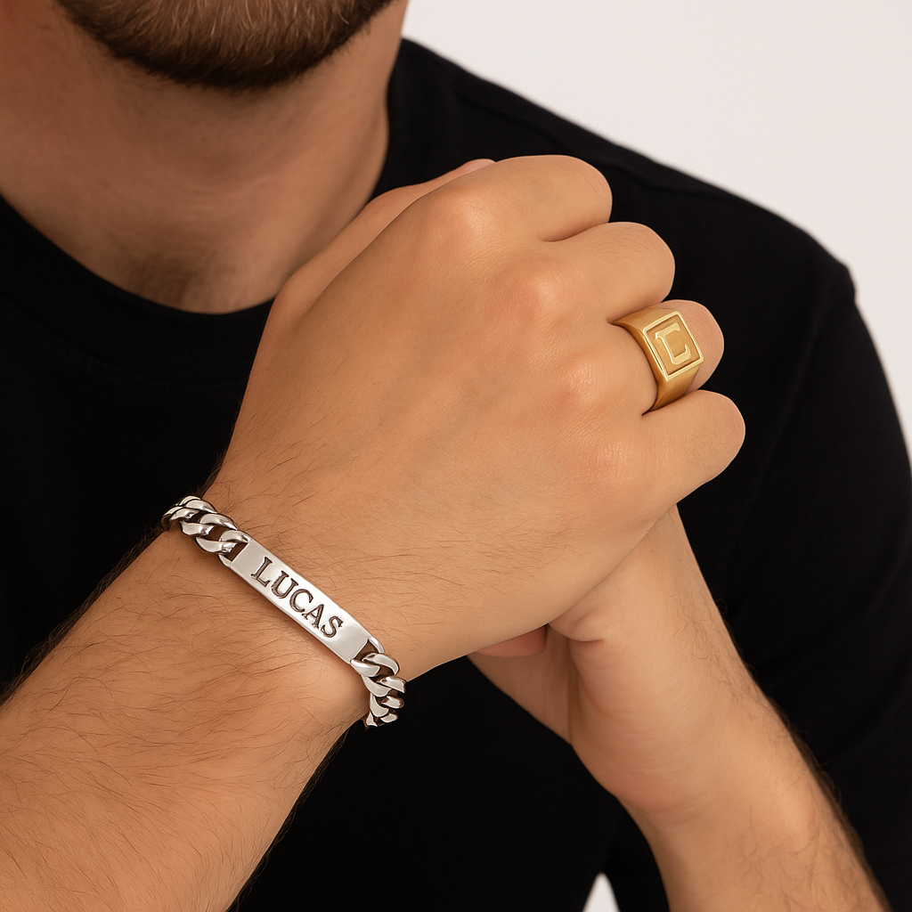 Personalised Silver Men’s ID Bracelet – Custom Engraving
