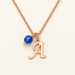 Custom Letter Pendant with Birthstone