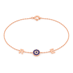 CZ Evil Eye Letter Bracelet
