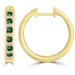 Birthstone and diamond huggie earrings