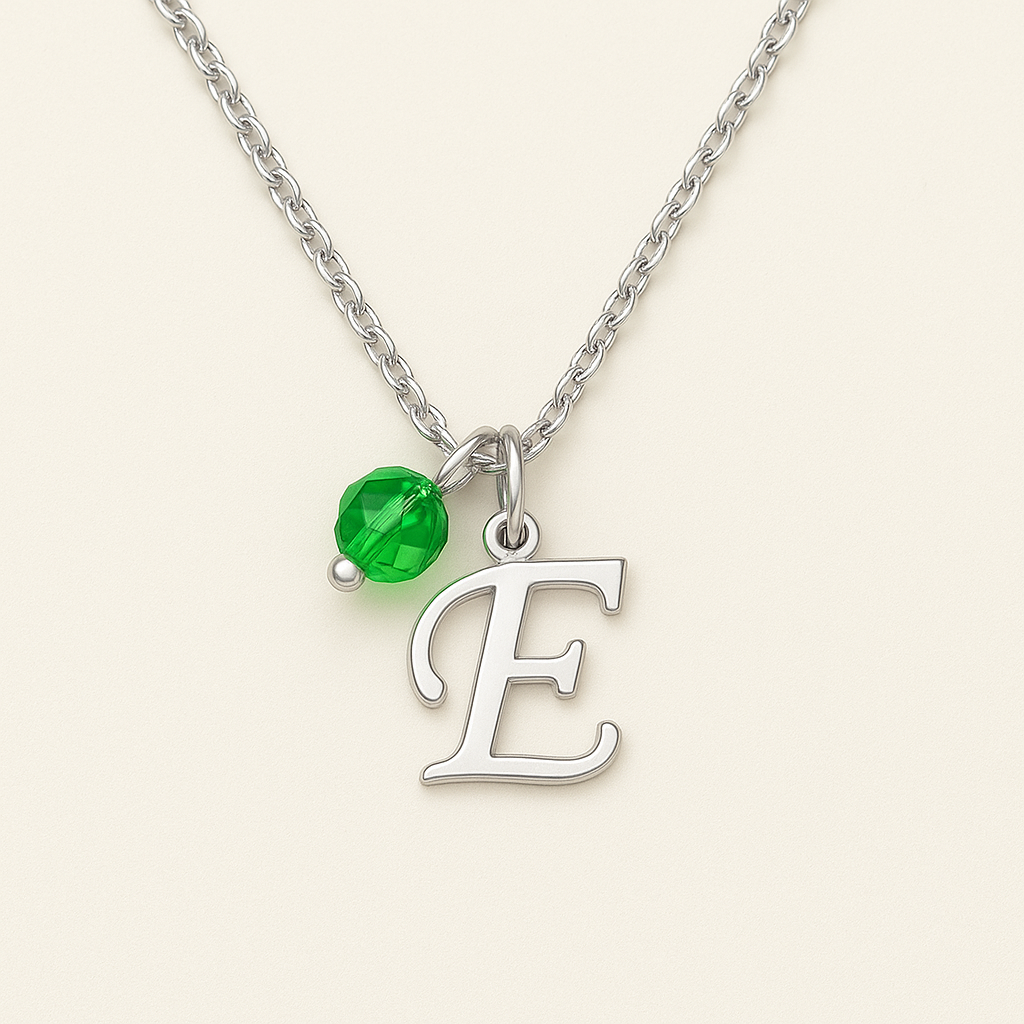 Custom Letter Pendant with Birthstone