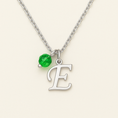 Custom Letter Pendant with Birthstone