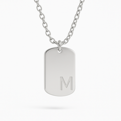 Personalised Dog Tag Initial Necklace – Unisex (35 mm × 20 mm)