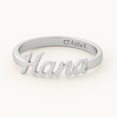 Mini Personalised Cursive Name Ring