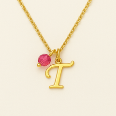 Custom Letter Pendant with Birthstone