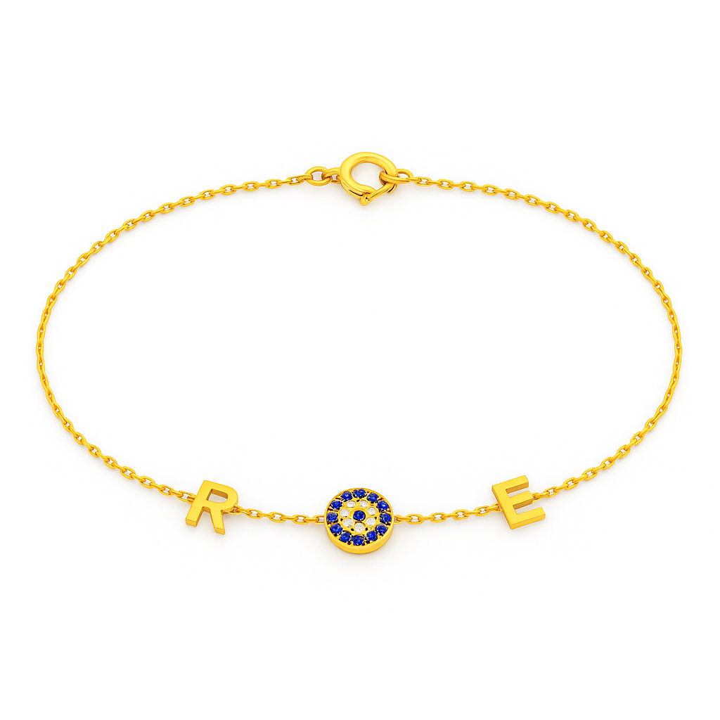 CZ Evil Eye Letter Bracelet