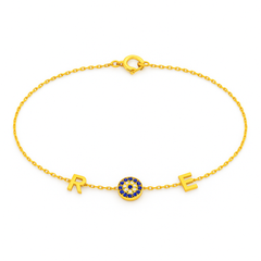 CZ Evil Eye Letter Bracelet
