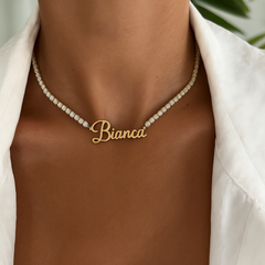Custom Bespoke Diamond Tennis Name Necklace