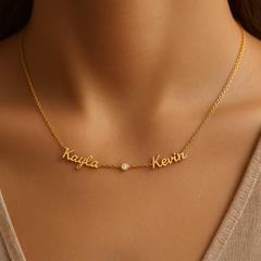 Two Name Necklace with Optional Stone
