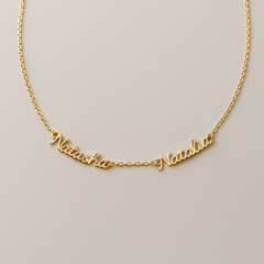 Two Name Necklace with Optional Stone