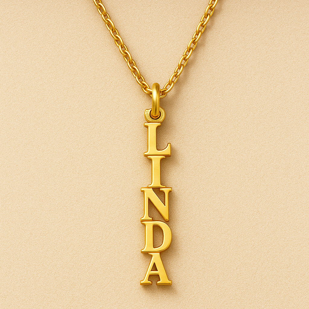 Block Name Necklace Vertical