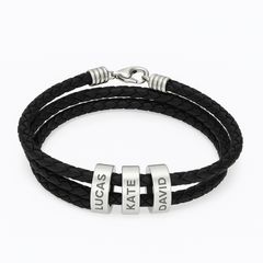 Family Name Leather Bracelet – Adjustable, Custom Beads