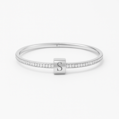 Signature Diamond Initial Bangle – Half Set (One Size)