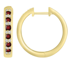 Birthstone and diamond huggie earrings