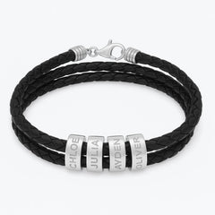 Family Name Leather Bracelet – Adjustable, Custom Beads