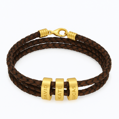 Family Name Leather Bracelet – Adjustable, Custom Beads