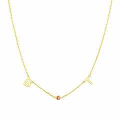 Mini Birthstone initial necklace